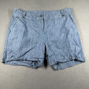 Isaac Mizrahi New York Shorts Womens 6 Blue Chambray Chino 5 Inseam Pockets